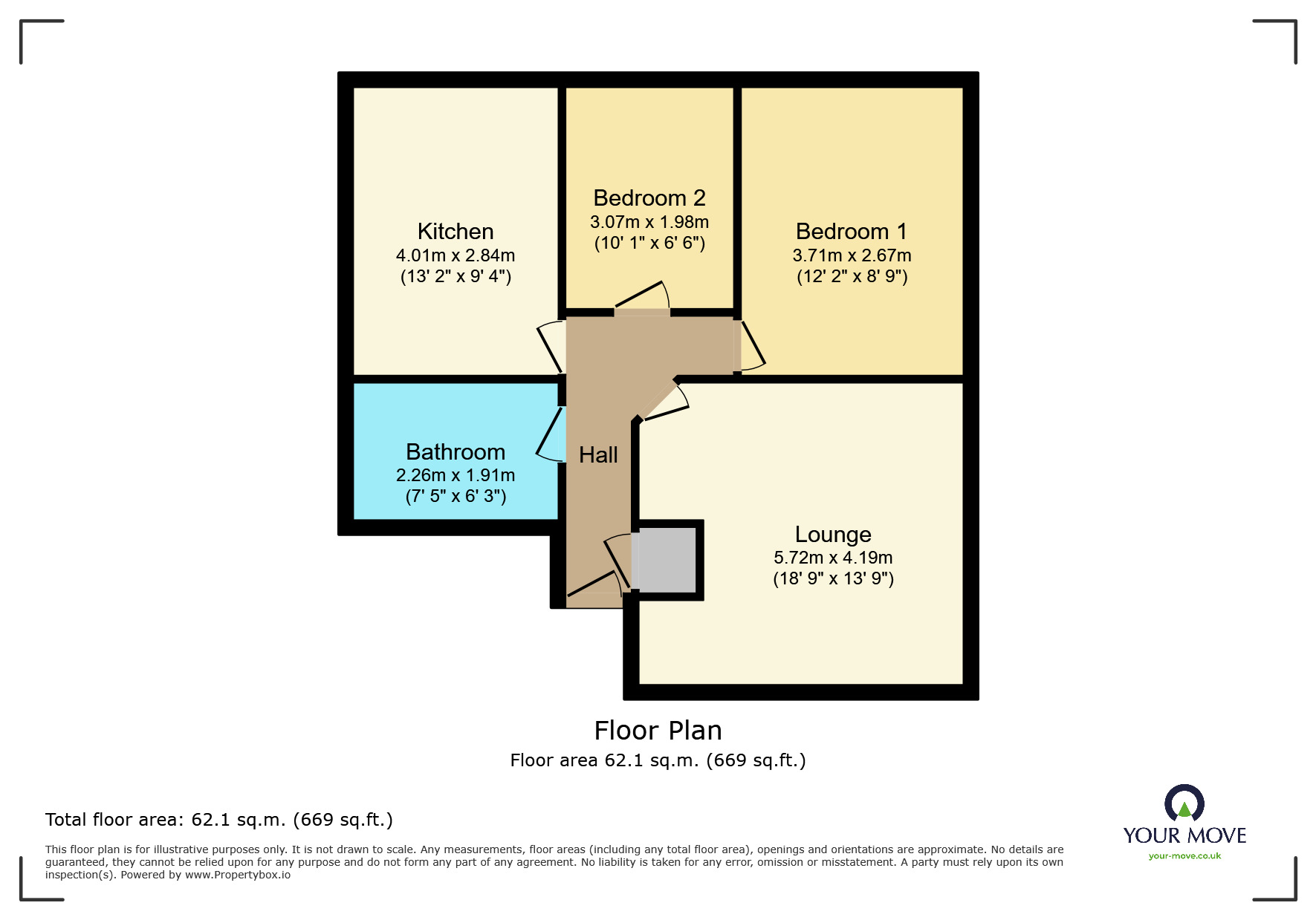 Floorplan of 2 bedroom  Flat to rent, Woodcote Fold, Oakworth, West Yorkshire, BD22