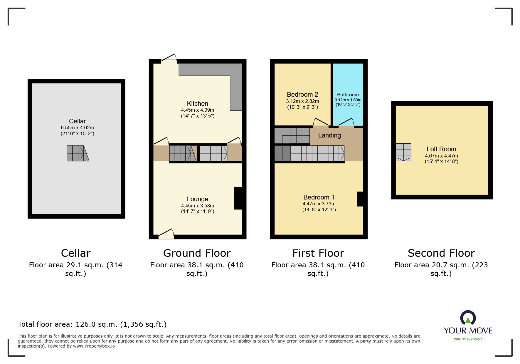 Floorplan of 3 bedroom Mid Terrace House to rent, Fell Lane, Keighley, West Yorkshire, BD22