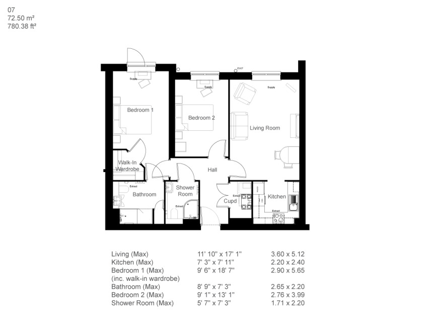 Floorplan of 2 bedroom  Flat to rent, Church Street, Nuneaton, Warwickshire, CV11