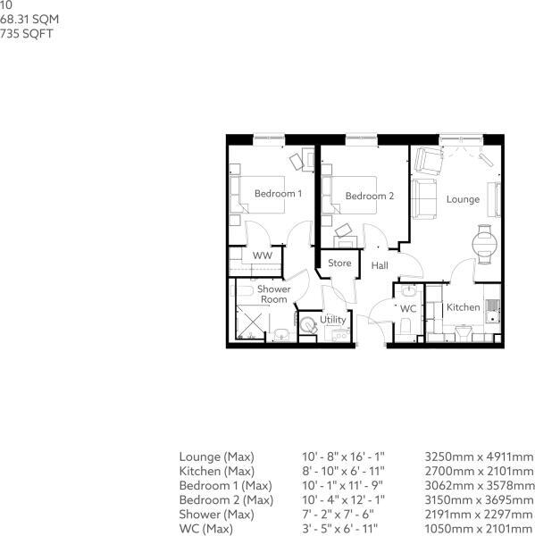 Floorplan of 2 bedroom  Flat to rent, Coare Street, Macclesfield, Cheshire, SK10