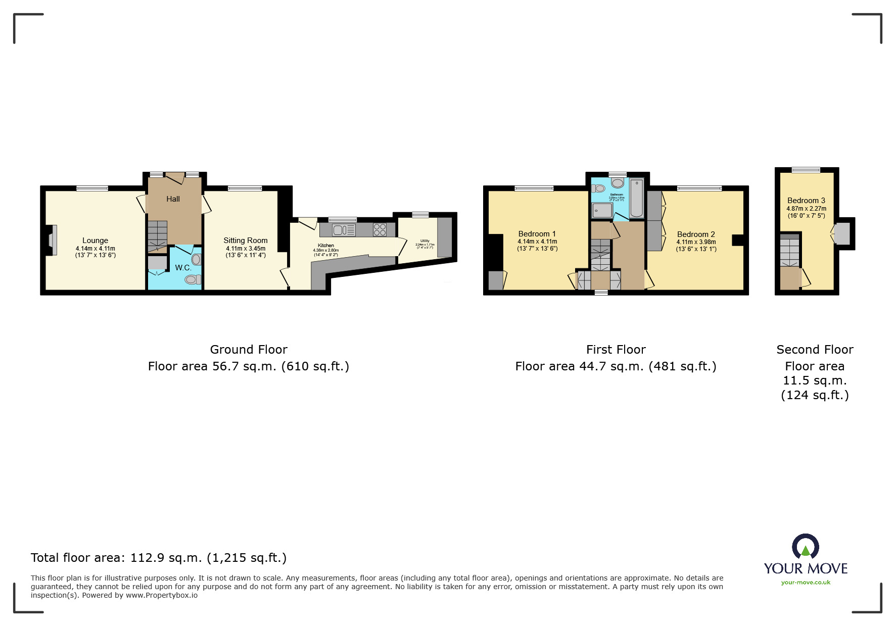 Floorplan of 3 bedroom Mid Terrace House to rent, Mitchell Square, Silsden, West Yorkshire, BD20