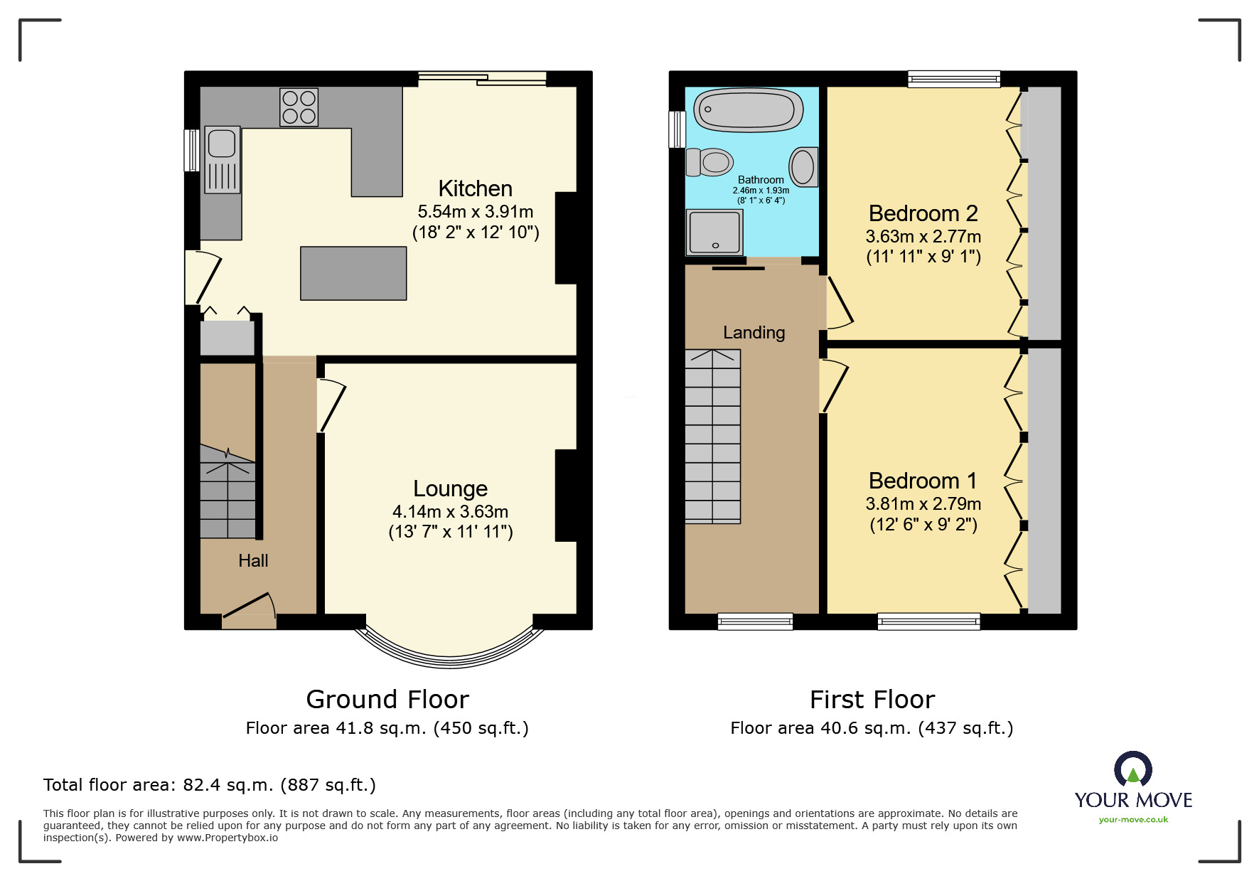 Floorplan of 2 bedroom Semi Detached House for sale, Exley Road, Keighley, West Yorkshire, BD21