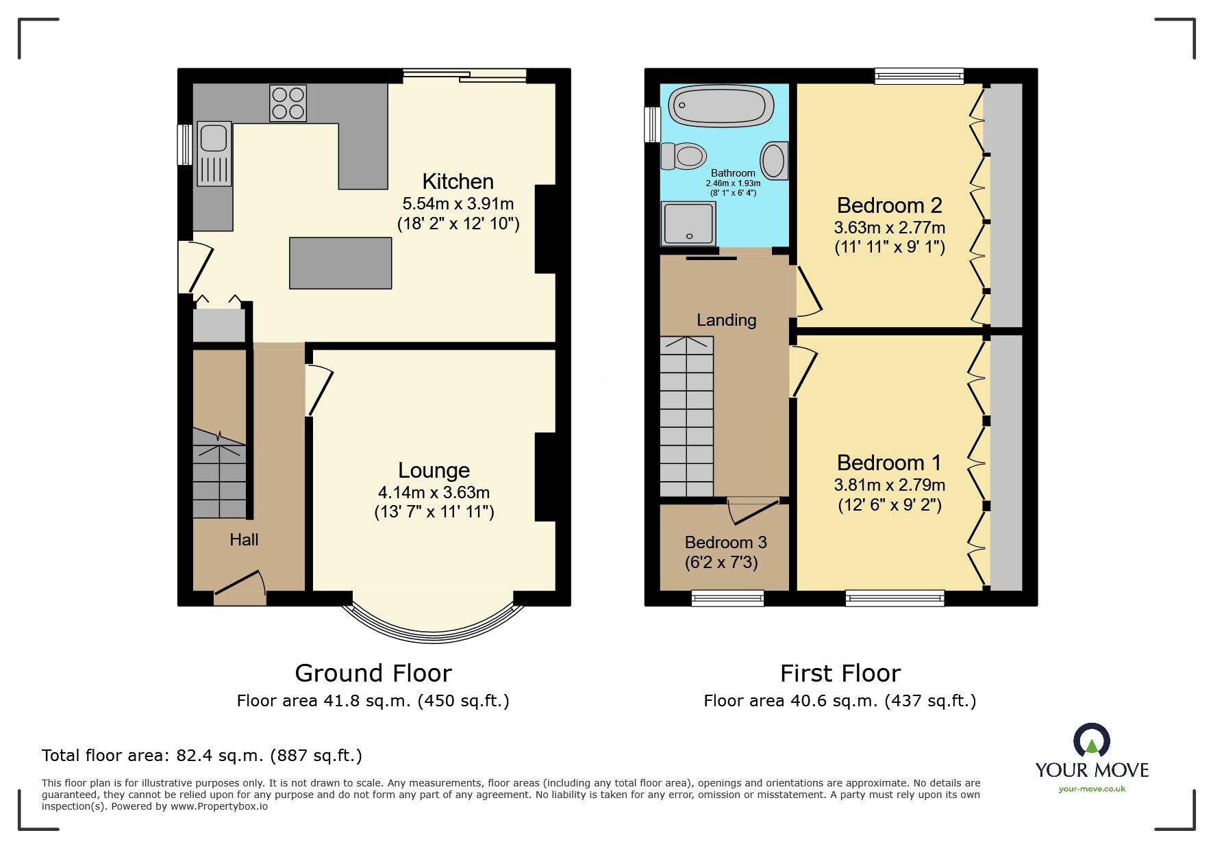 Floorplan of 3 bedroom Semi Detached House for sale, Exley Road, Keighley, West Yorkshire, BD21
