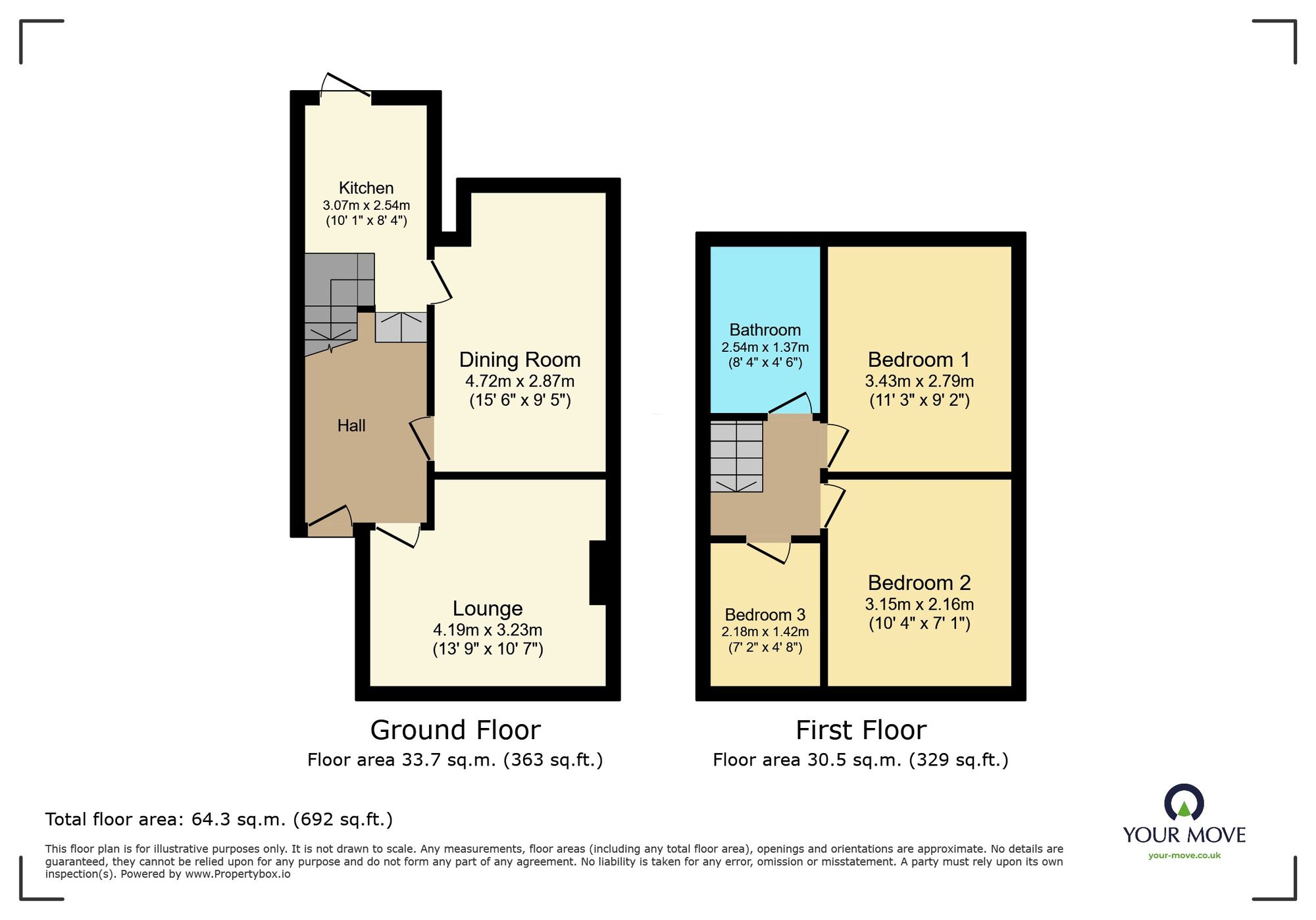 Floorplan of 3 bedroom Semi Detached House to rent, Fell Lane, Keighley, West Yorkshire, BD22