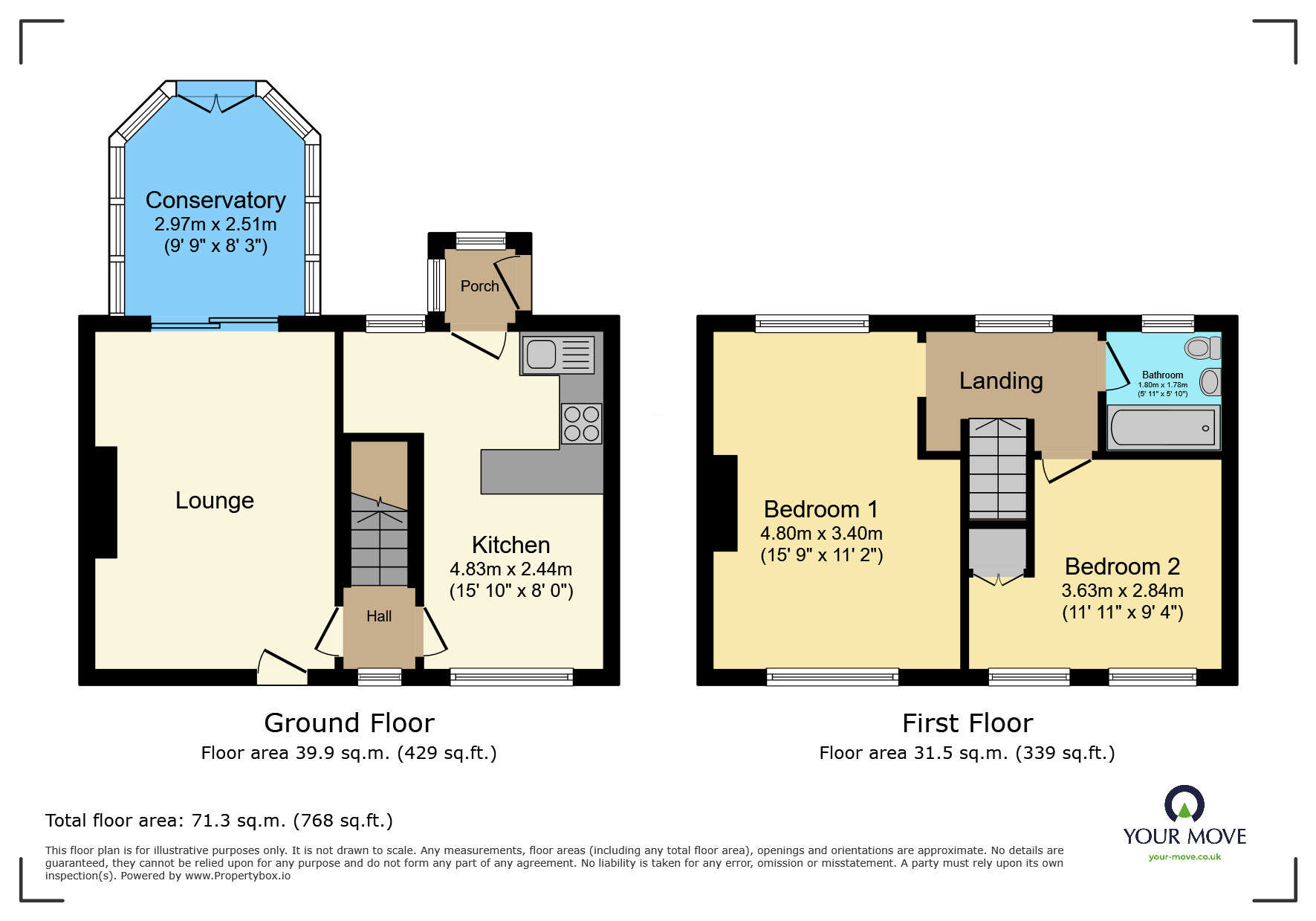 Floorplan of 2 bedroom Semi Detached House for sale, Birchwood Avenue, Keighley, West Yorkshire, BD20