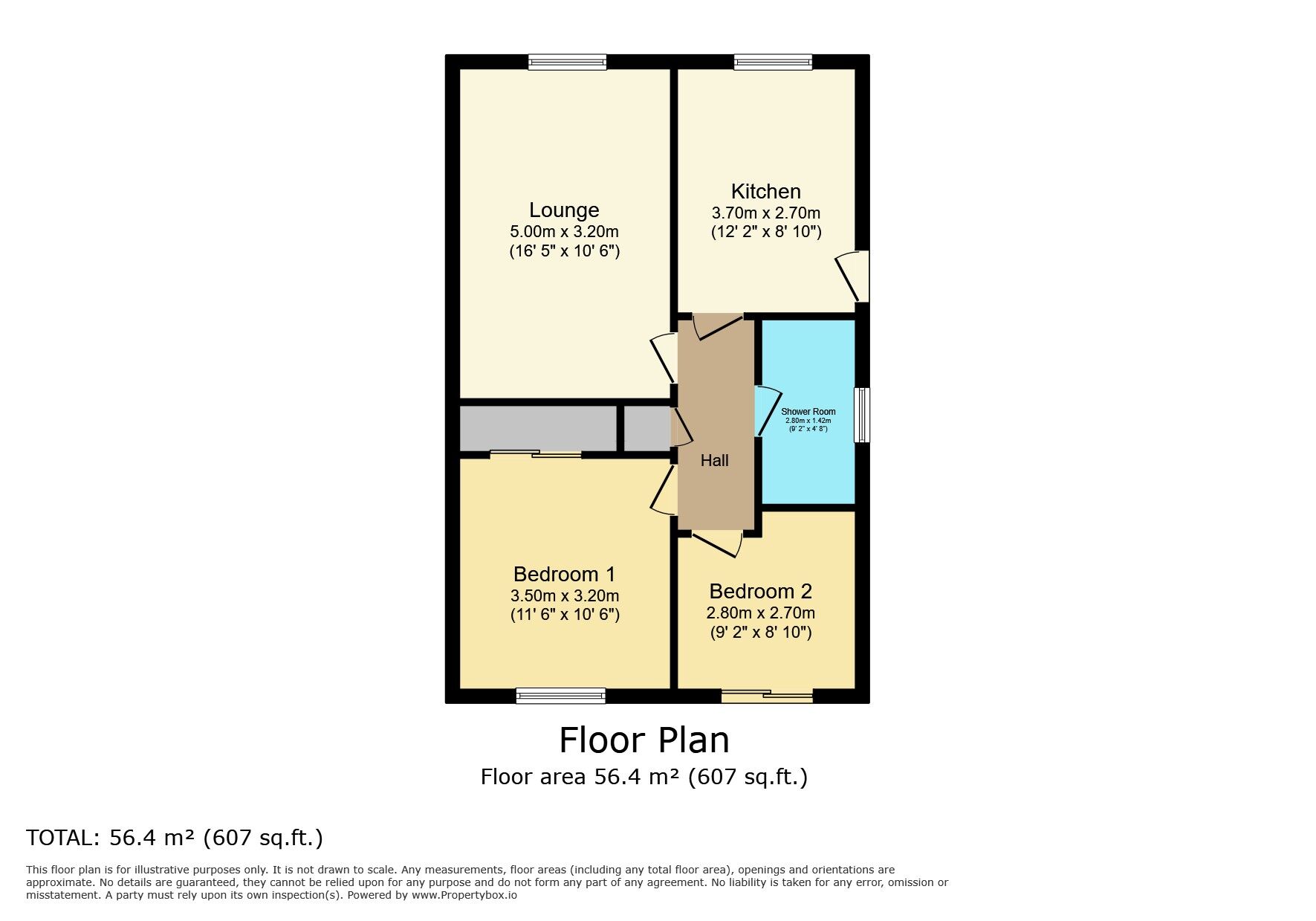 Floorplan of 2 bedroom Semi Detached Bungalow for sale, Hillside Avenue, Oakworth, West Yorkshire, BD22