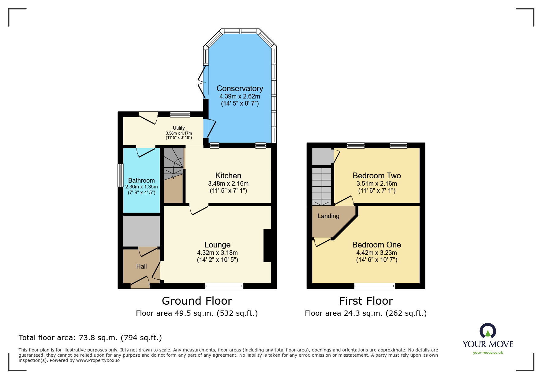 Floorplan of 2 bedroom Semi Detached House to rent, Rylands Avenue, Bingley, West Yorkshire, BD16