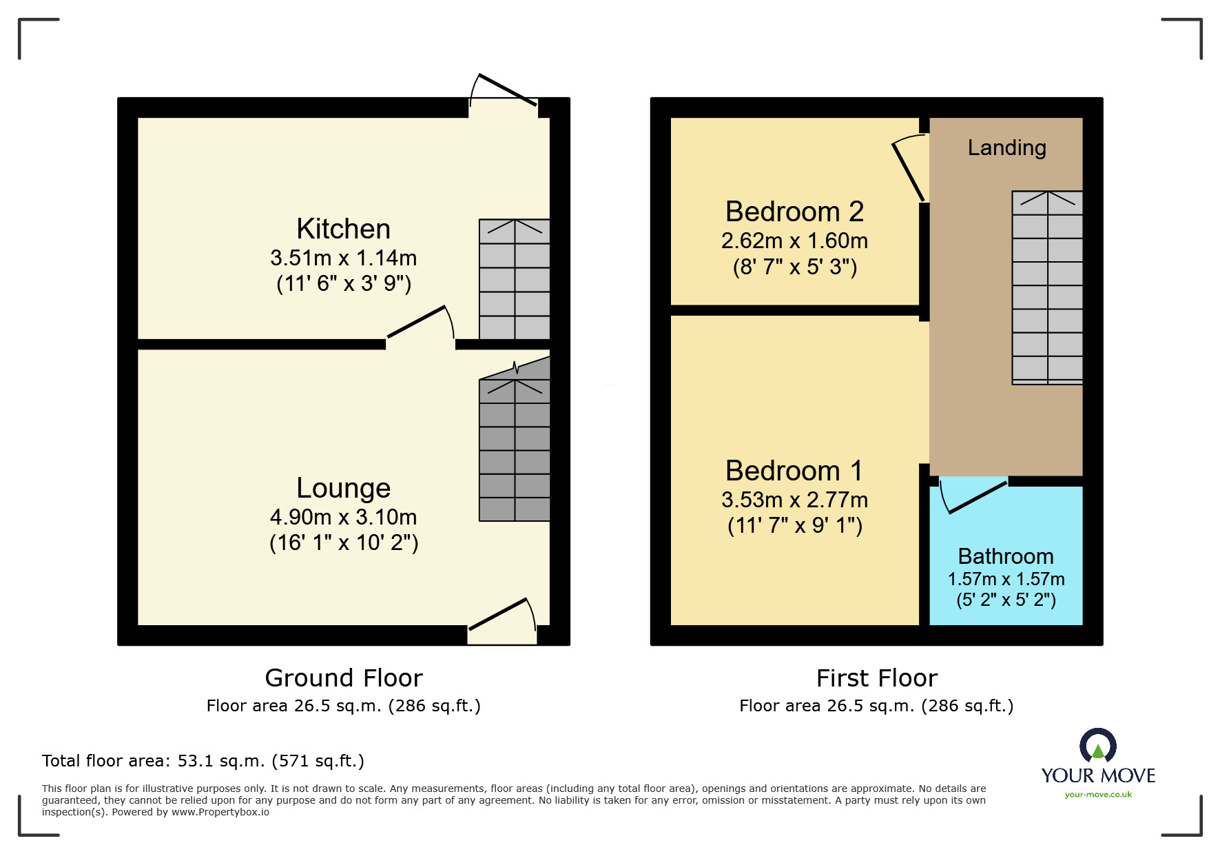 Floorplan of 2 bedroom Mid Terrace House to rent, Ingrow Lane, Keighley, Bradford, BD22