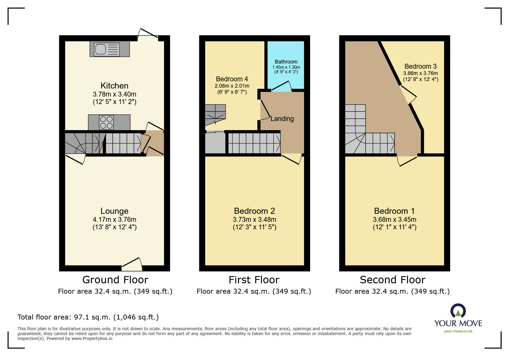 Floorplan of 4 bedroom Mid Terrace House for sale, Calton Street, Keighley, Bradford, BD21