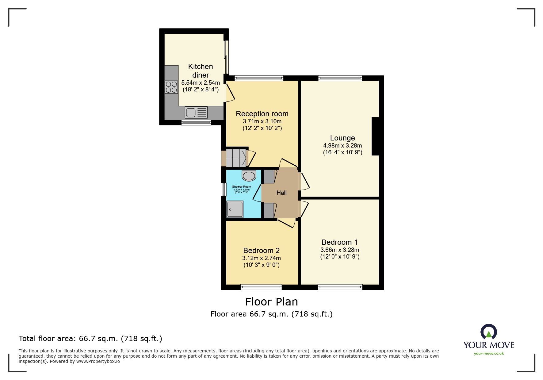 Floorplan of 2 bedroom Detached Bungalow for sale, Heaton Avenue, Sandbeds, West Yorkshire, BD20