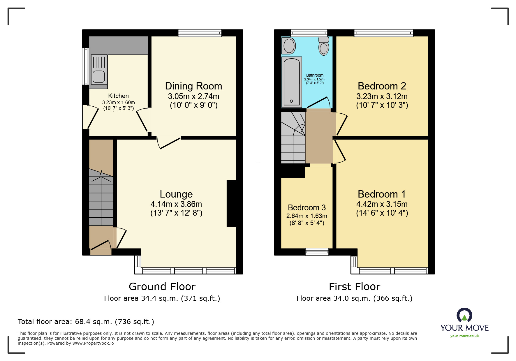 Floorplan of 3 bedroom Semi Detached House for sale, Glenhurst Grove, Keighley, West Yorkshire, BD21