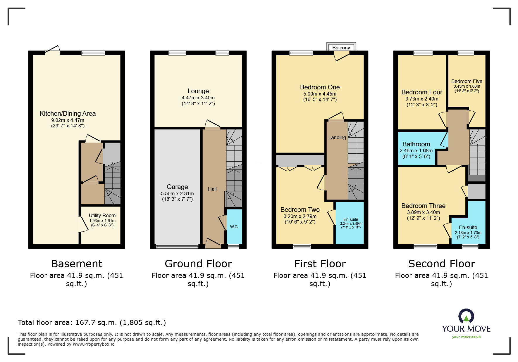 Floorplan of 5 bedroom Mid Terrace House to rent, Woodcote Fold, Oakworth, West Yorkshire, BD22