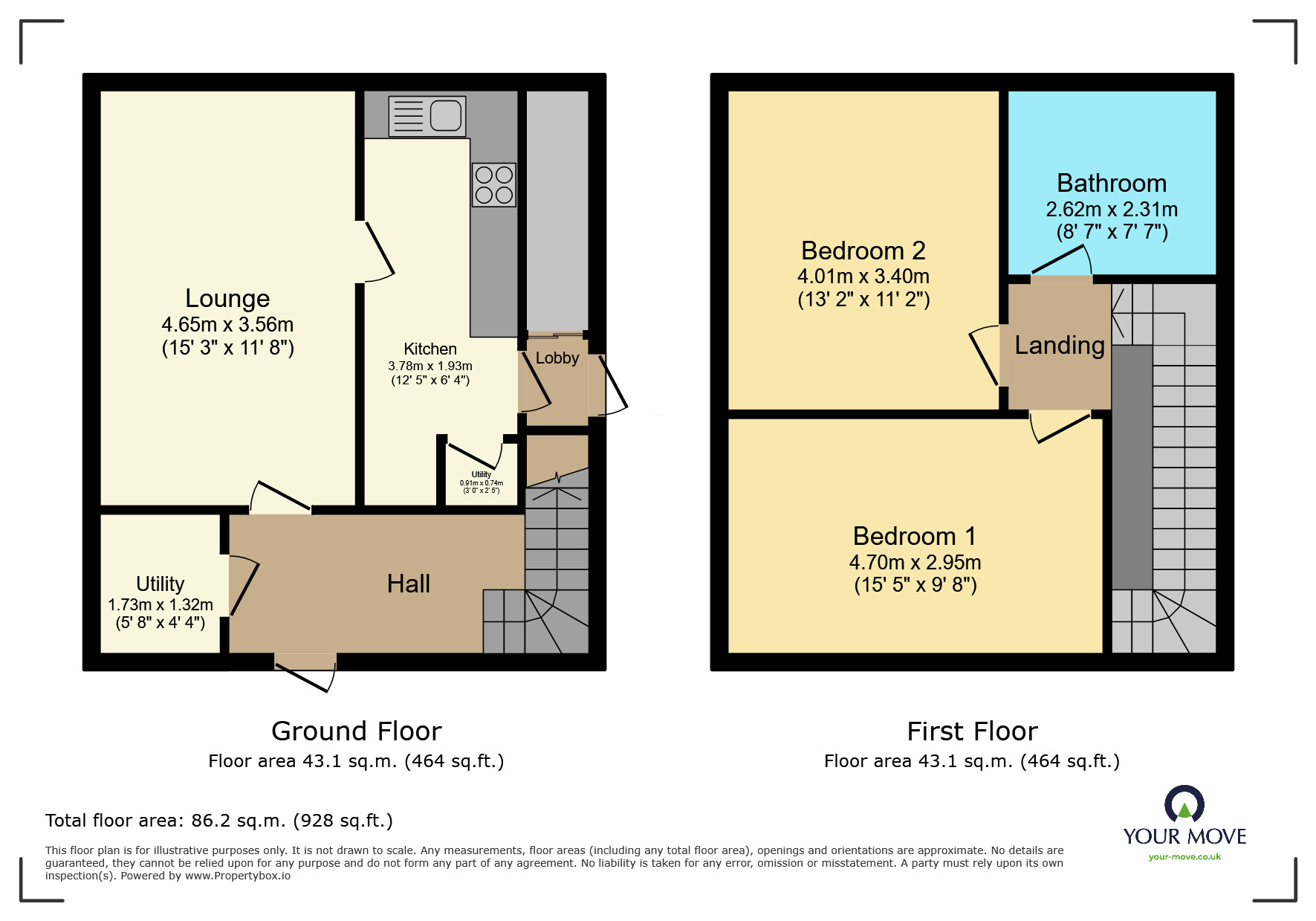 Floorplan of 2 bedroom End Terrace House to rent, Braithwaite Avenue, Keighley, West Yorkshire, BD22