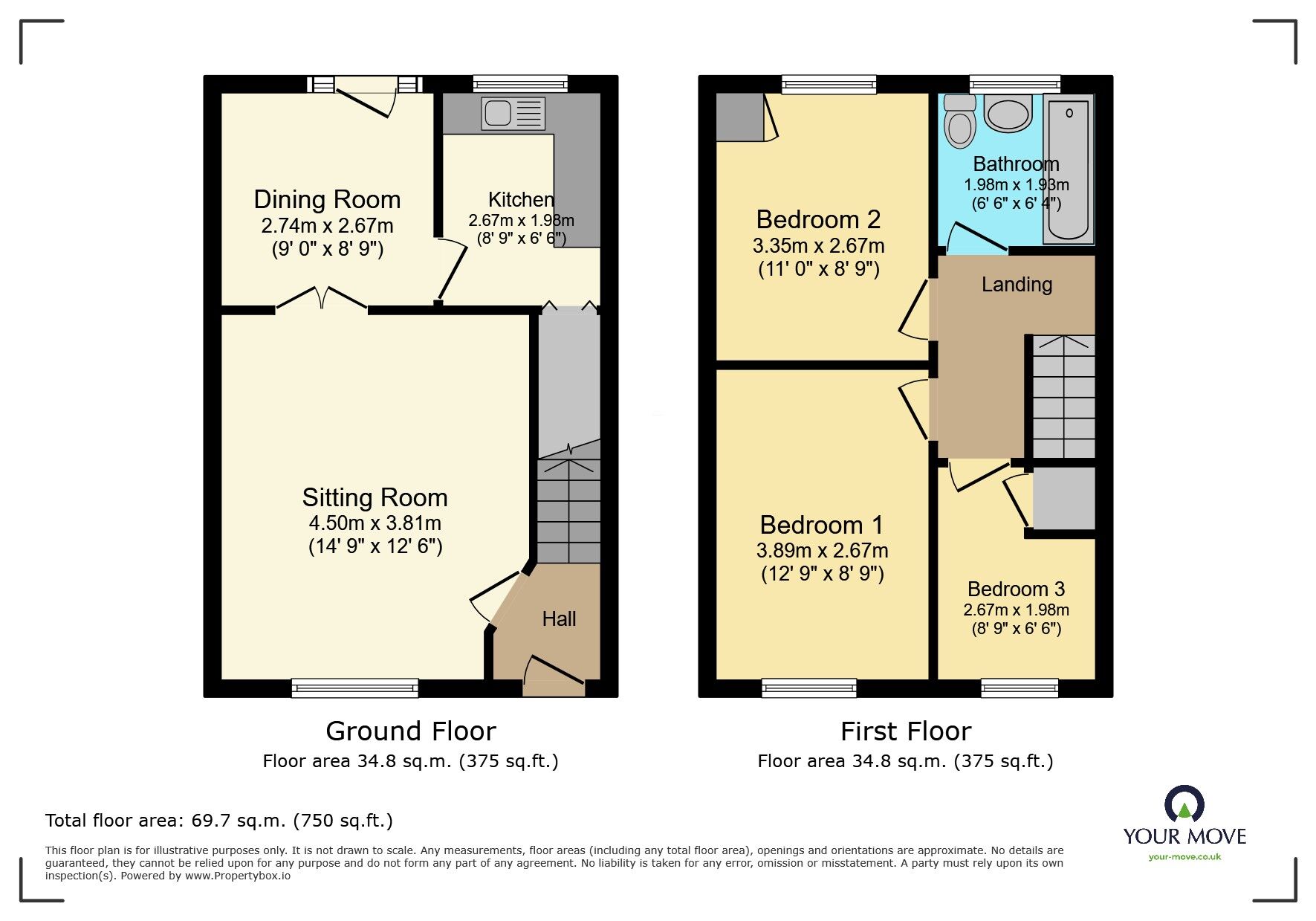 Floorplan of 3 bedroom End Terrace House for sale, Staveley Way, Keighley, West Yorkshire, BD22