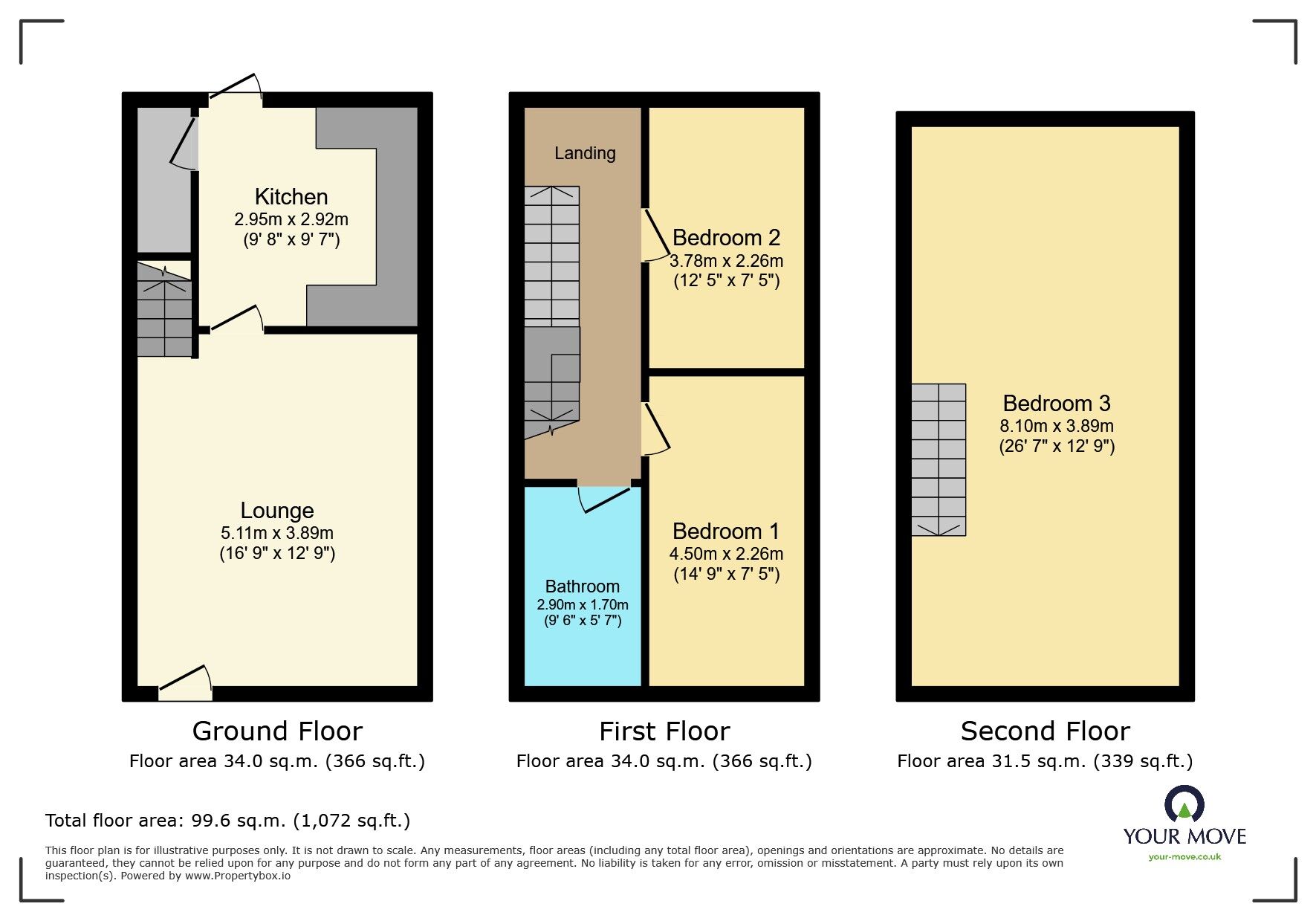 Floorplan of 3 bedroom Mid Terrace House to rent, Edensor Road, Keighley, West Yorkshire, BD21