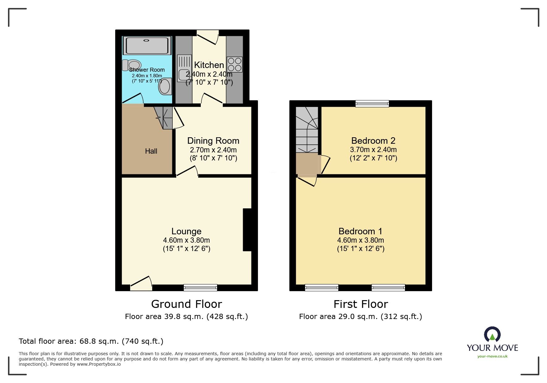 Floorplan of 2 bedroom End Terrace House for sale, Church Street, Oakworth, West Yorkshire, BD22