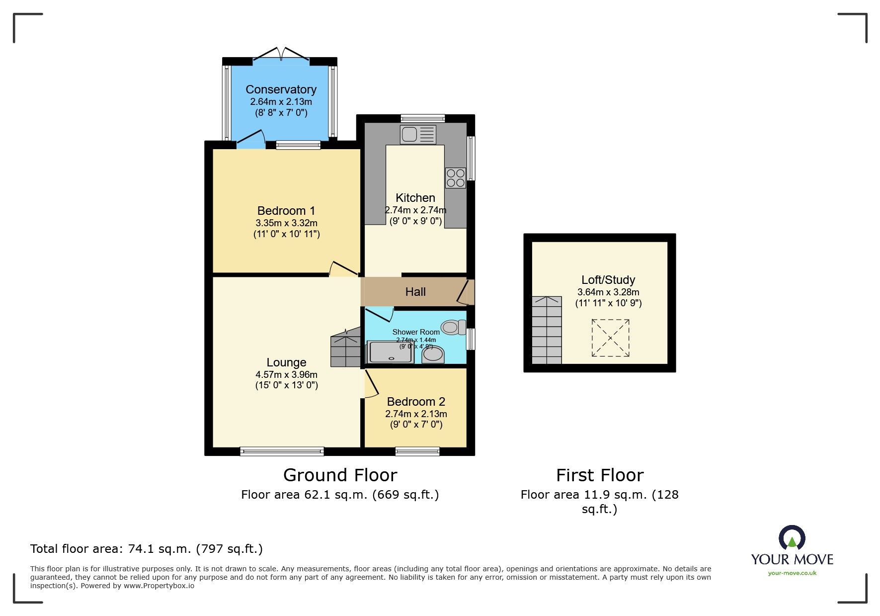 Floorplan of 2 bedroom Semi Detached Bungalow for sale, Thwaites Brow Road, Keighley, West Yorkshire, BD21
