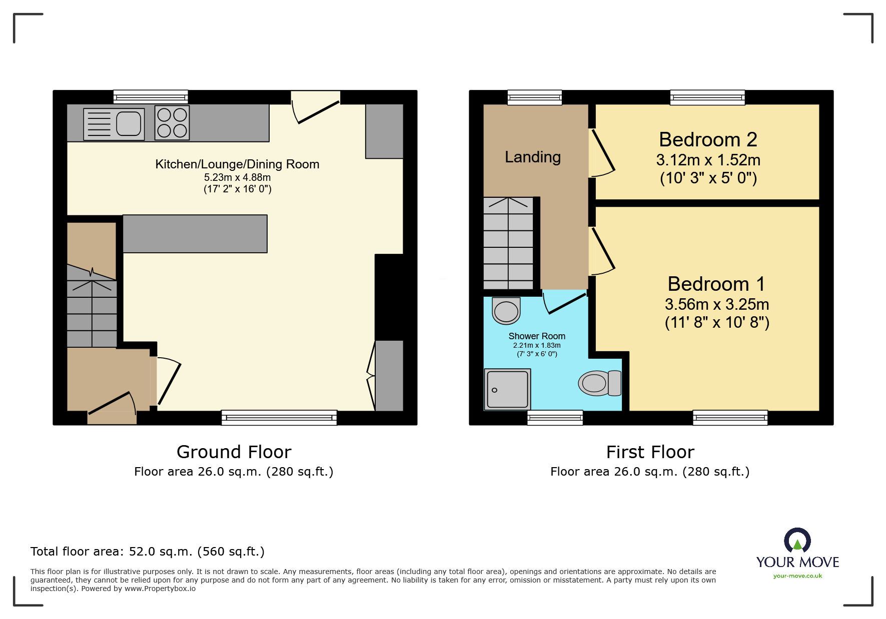 Floorplan of 2 bedroom Mid Terrace House to rent, Haworth Road, Cross Roads, West Yorkshire, BD22
