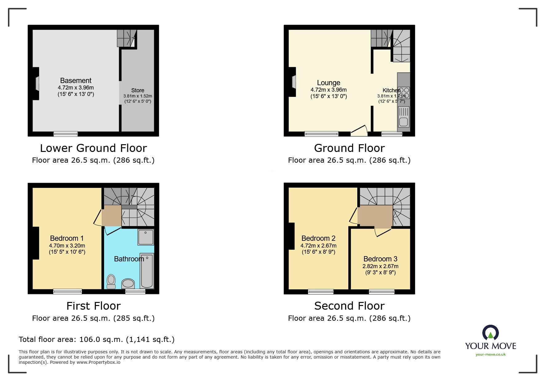 Floorplan of 3 bedroom Mid Terrace House to rent, Raven Street, Bingley, West Yorkshire, BD16