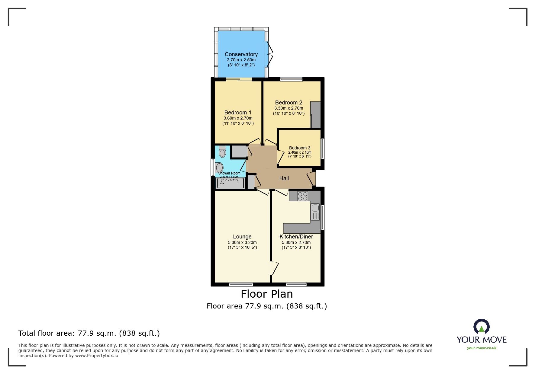 Floorplan of 3 bedroom Detached Bungalow for sale, Redwood Close, Keighley, West Yorkshire, BD21