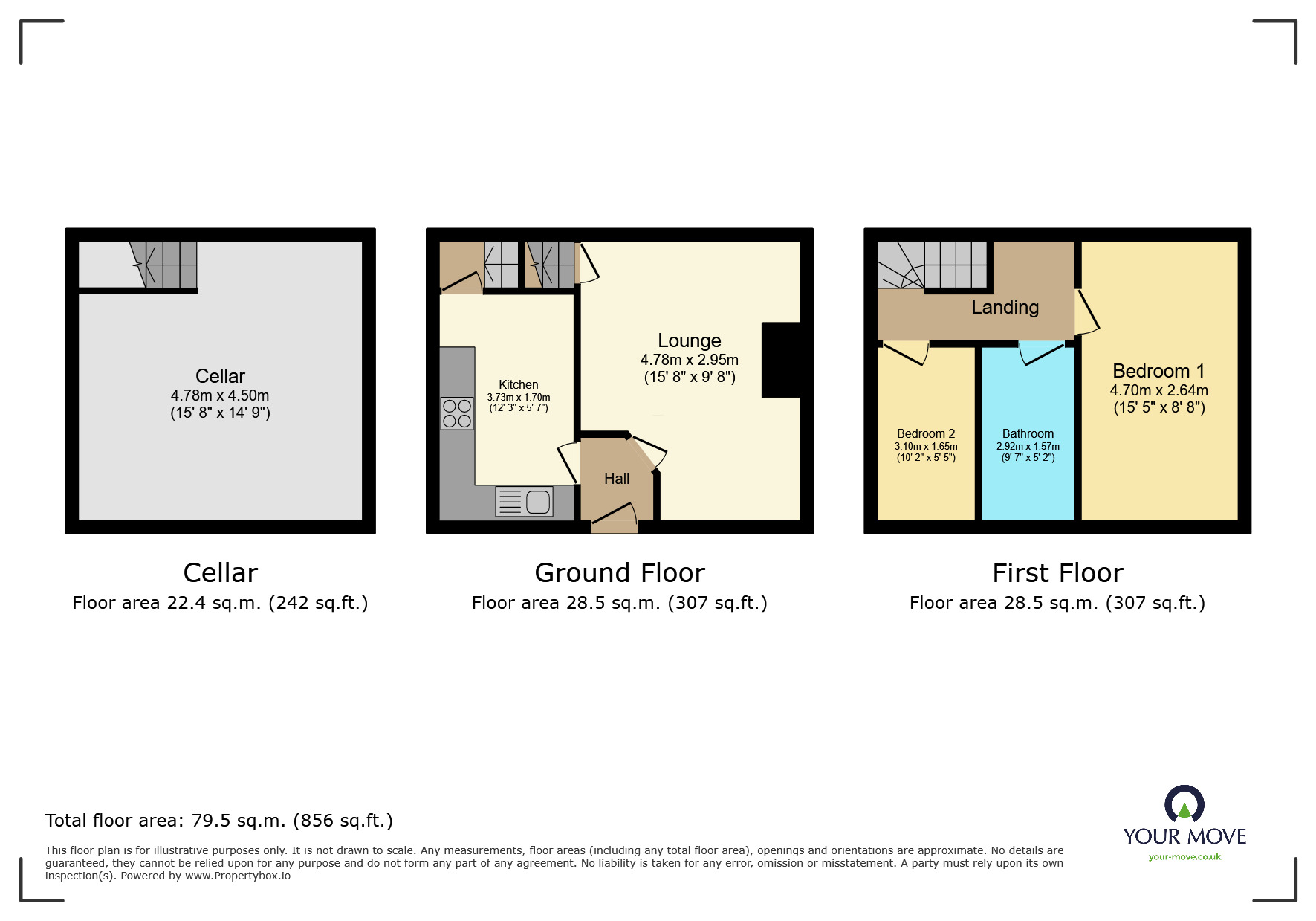Floorplan of 2 bedroom End Terrace House to rent, Violet Street, Haworth, West Yorkshire, BD22