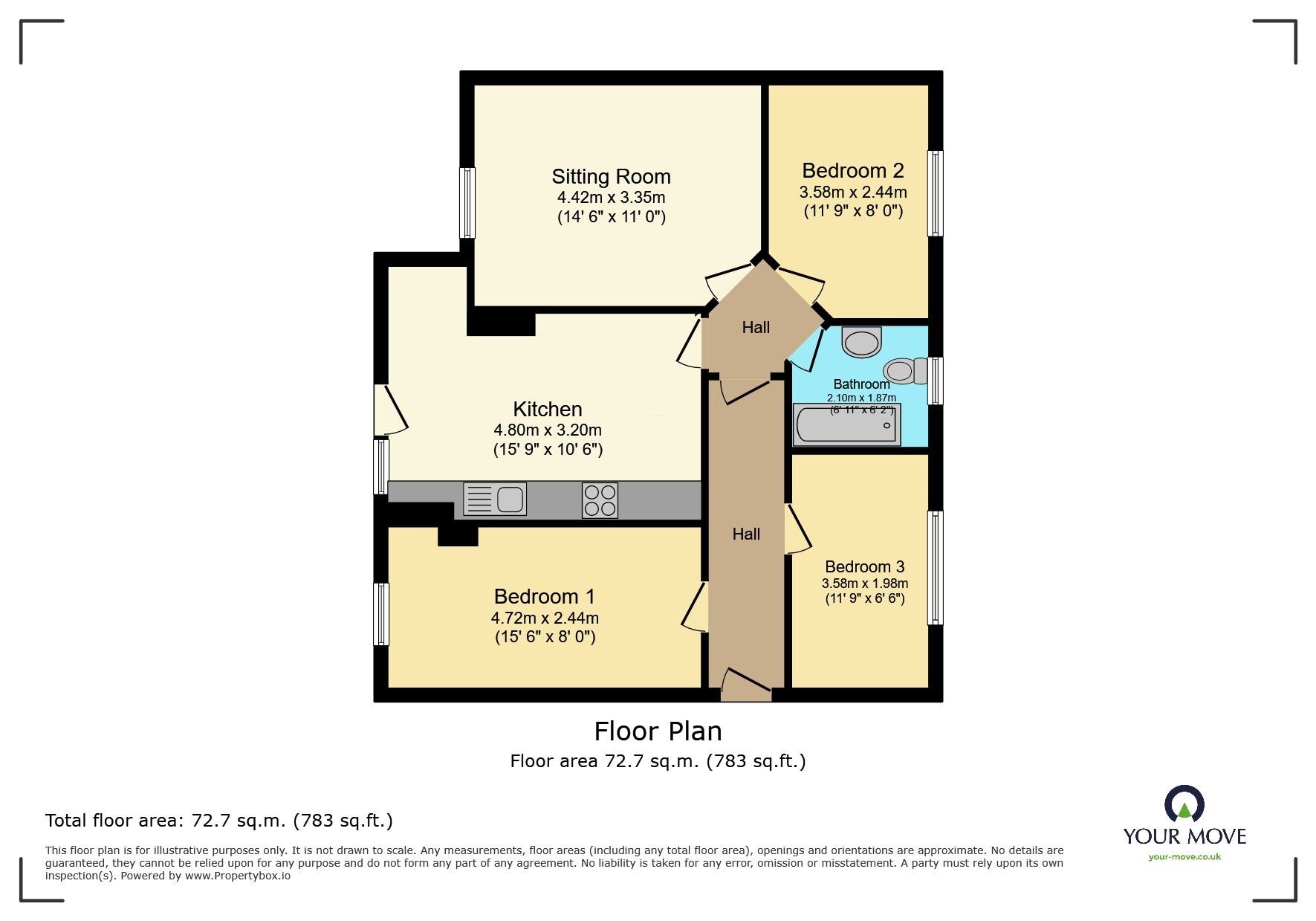 Floorplan of 3 bedroom Detached Bungalow for sale, Hainworth Wood Road North, Keighley, West Yorkshire, BD21