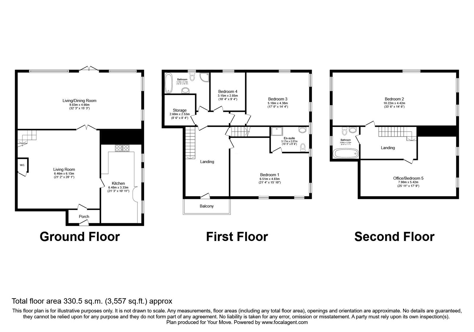 Floorplan of 5 bedroom House for sale, Lower Holme Way, Oakworth, West Yorkshire, BD22