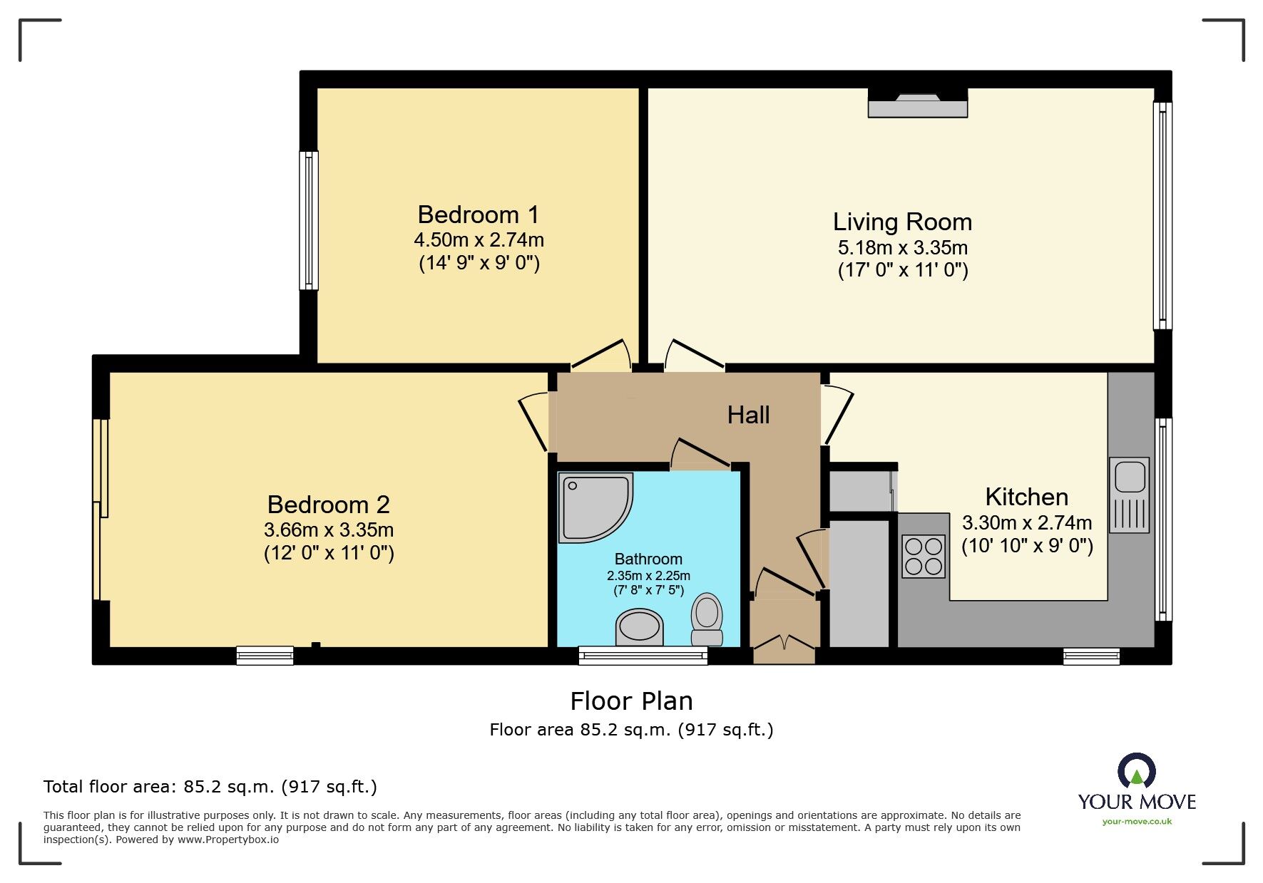 Floorplan of 2 bedroom Semi Detached Bungalow for sale, Gamel View, Steeton, West Yorkshire, BD20