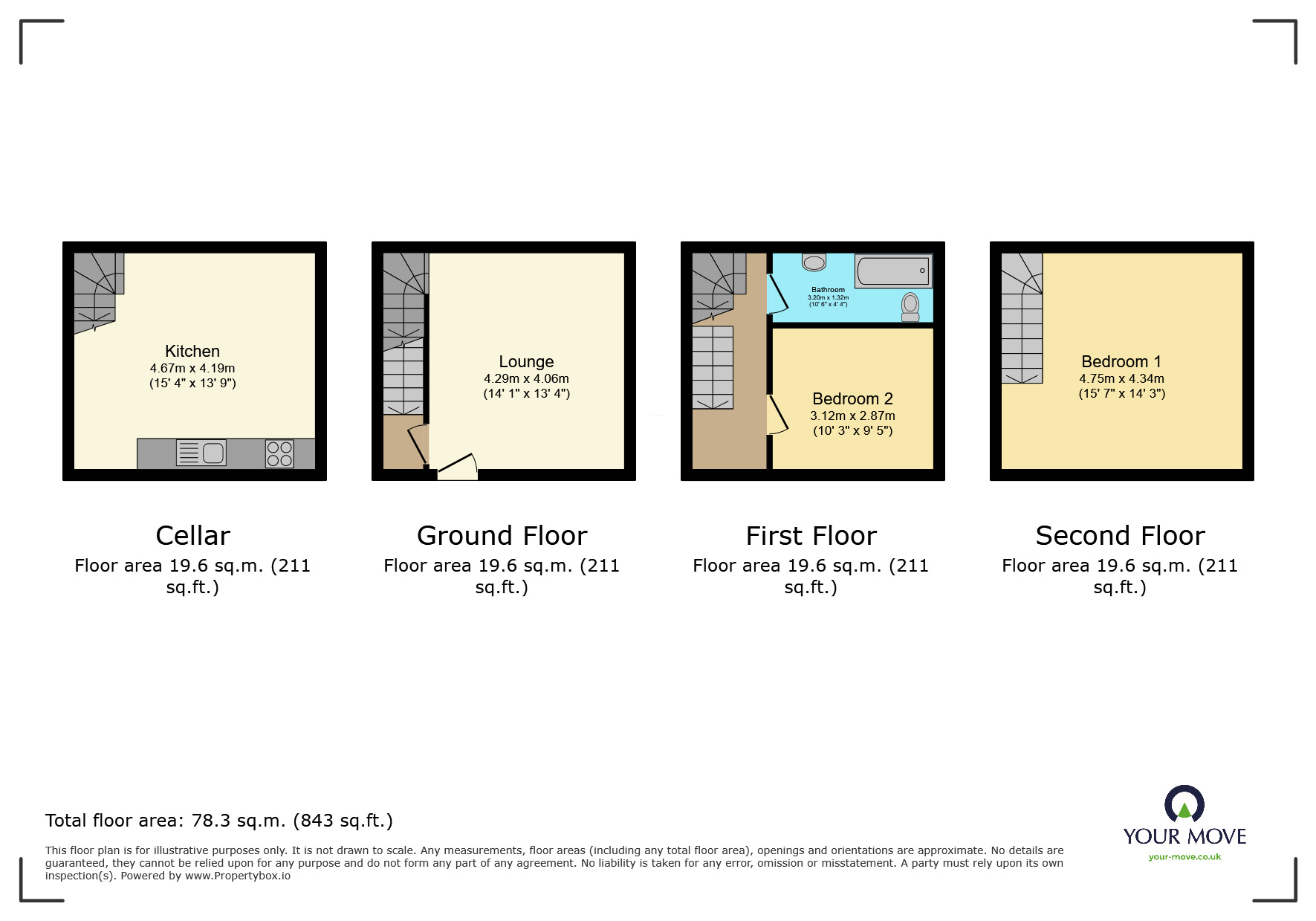 Floorplan of 2 bedroom Mid Terrace House to rent, Caledonia Road, Keighley, West Yorkshire, BD21