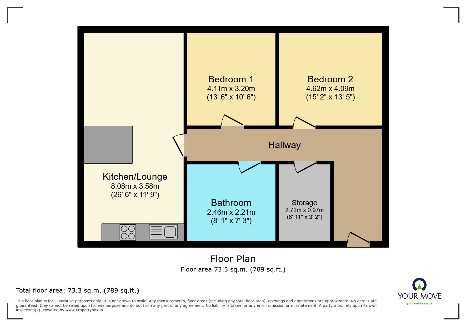 Floorplan of 2 bedroom  Flat to rent, Parkwood Rise, Keighley, West Yorkshire, BD21
