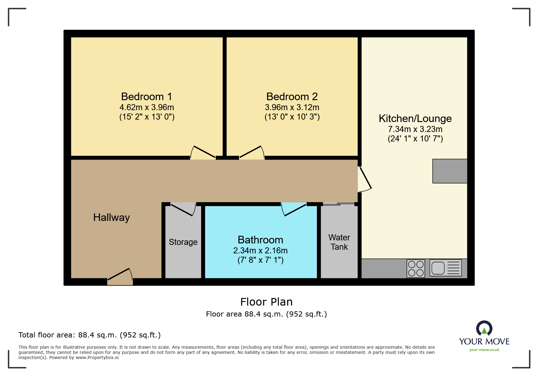Floorplan of 2 bedroom  Flat to rent, Parkwood Rise, Keighley, West Yorkshire, BD21