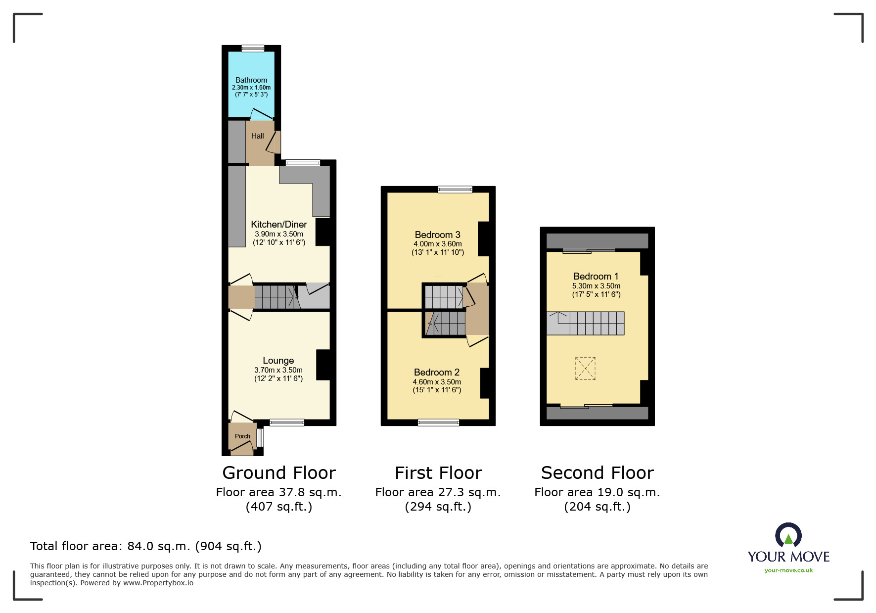 Floorplan of 3 bedroom Mid Terrace House to rent, Ashgrove, Greengates, West Yorkshire, BD10