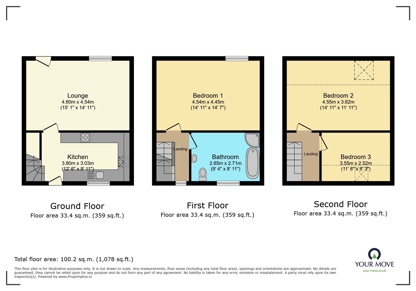 Floorplan of 3 bedroom Mid Terrace House to rent, Queen Street, Steeton, West Yorkshire, BD20