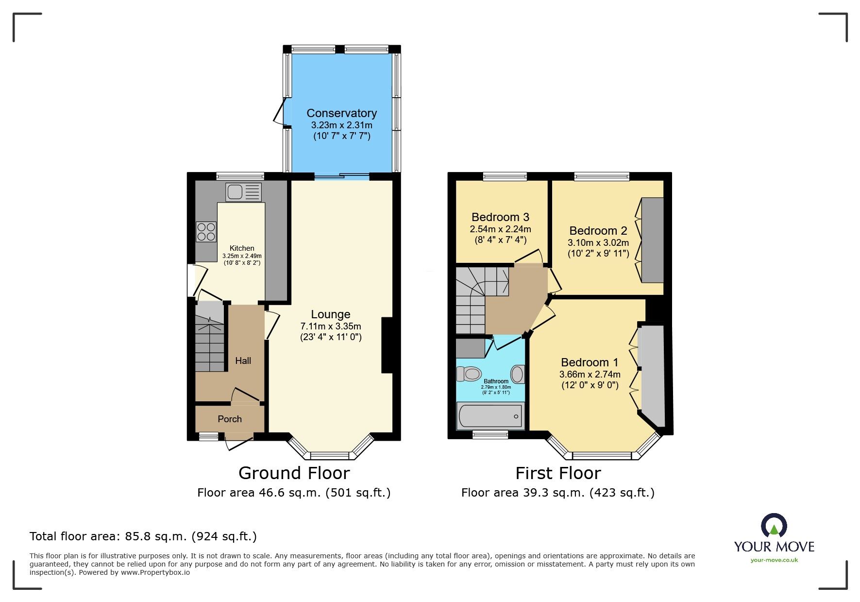 Floorplan of 3 bedroom Semi Detached House for sale, Wheathead Crescent, Keighley, West Yorkshire, BD22