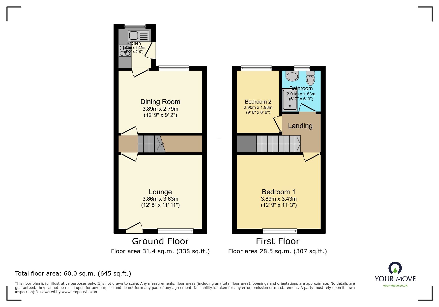 Floorplan of 2 bedroom End Terrace House for sale, Mannville Walk, Keighley, West Yorkshire, BD22