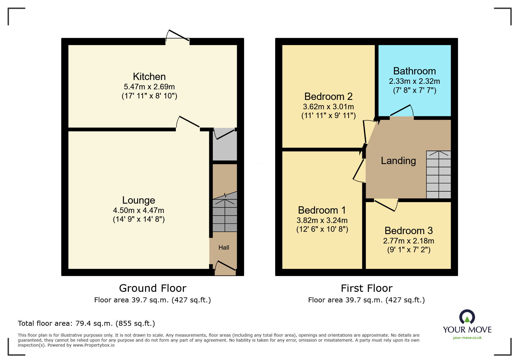 Floorplan of 3 bedroom Mid Terrace House to rent, West Bank Rise, Keighley, West Yorkshire, BD22