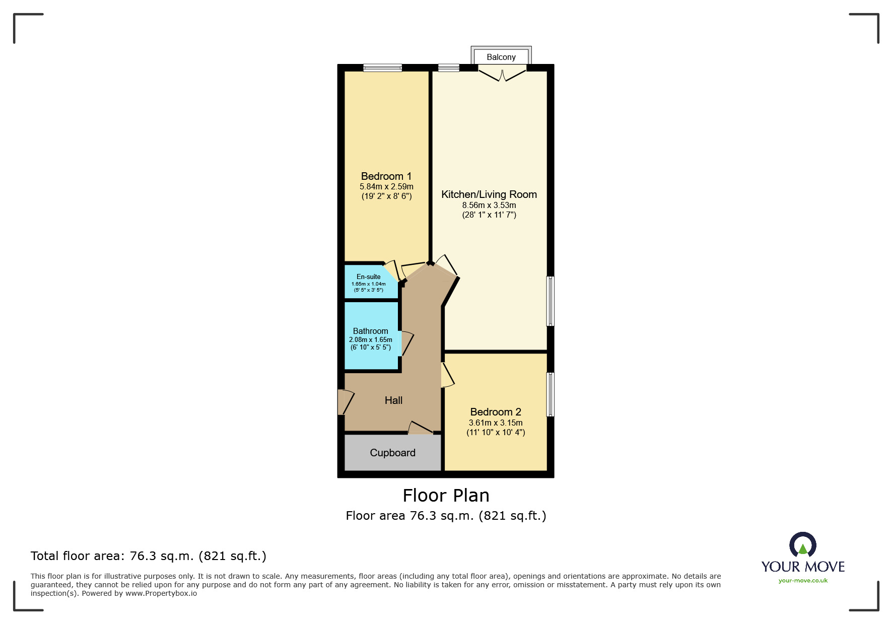 Floorplan of 2 bedroom Flat to rent, Old Clock Mill Court, Denholme, West Yorkshire, BD13