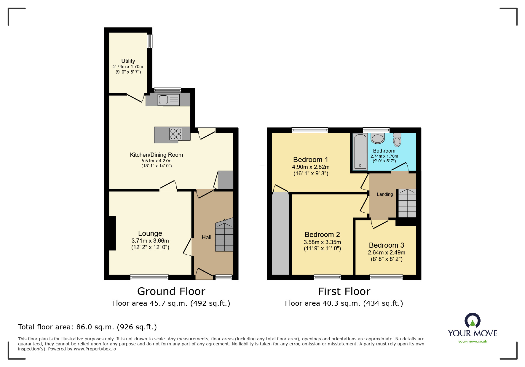 Floorplan of 3 bedroom Mid Terrace House for sale, Queensway, Bingley, West Yorkshire, BD16