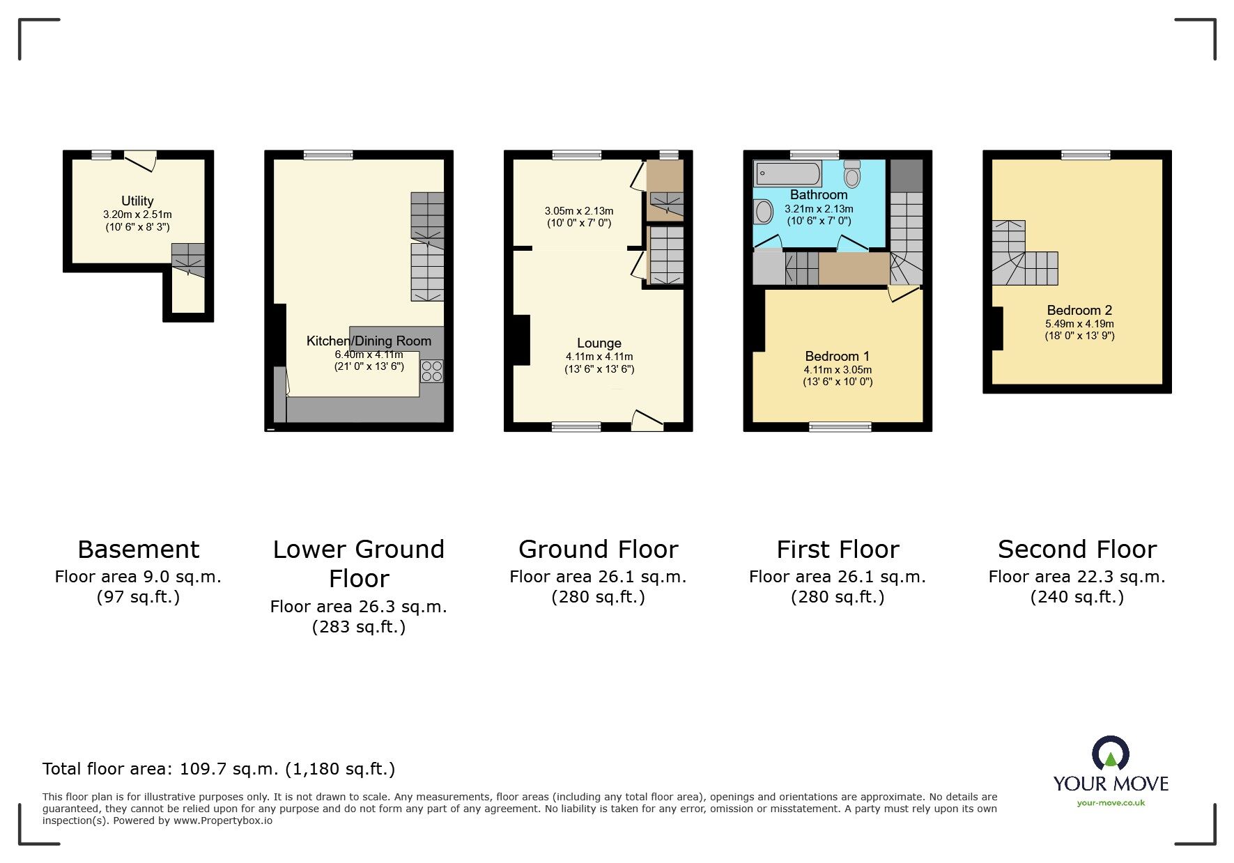 Floorplan of 2 bedroom Mid Terrace House for sale, Halifax Road, Keighley, West Yorkshire, BD21
