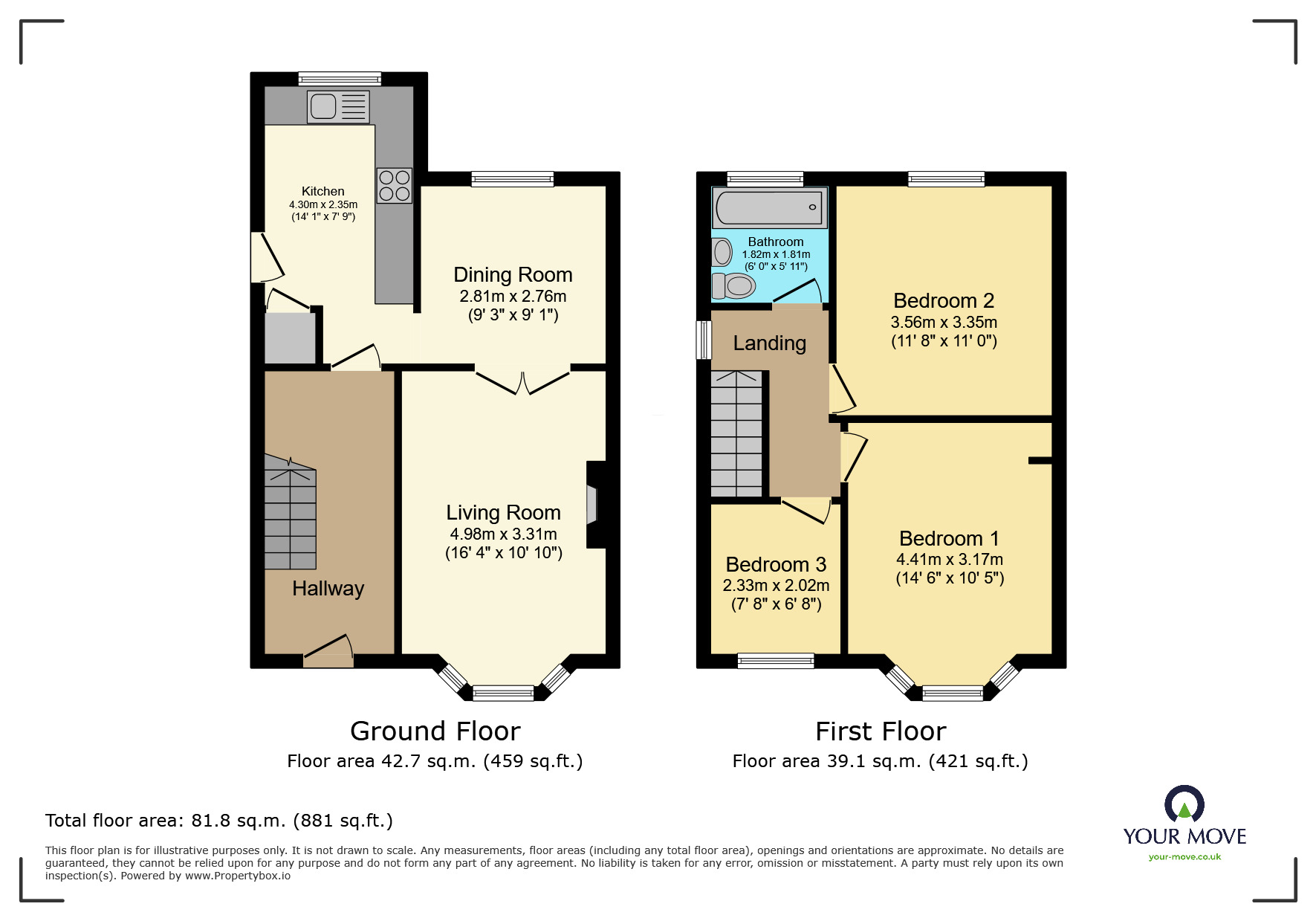 Floorplan of 3 bedroom Semi Detached House to rent, Grange Crescent, Riddlesden, West Yorkshire, BD20