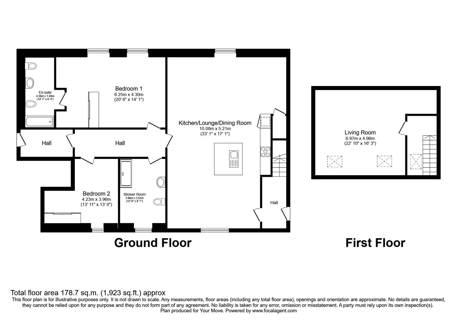 Floorplan of Flat for sale, Bridgehouse Mill, River View, Keighley, Bradford,, BD22