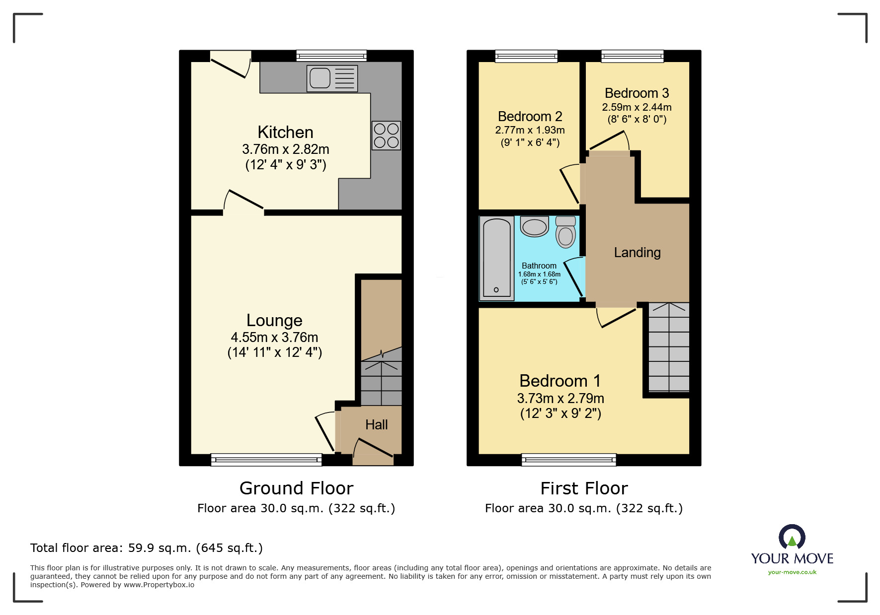 Floorplan of 3 bedroom Semi Detached House for sale, The Fairways, Low Utley, West Yorkshire, BD20