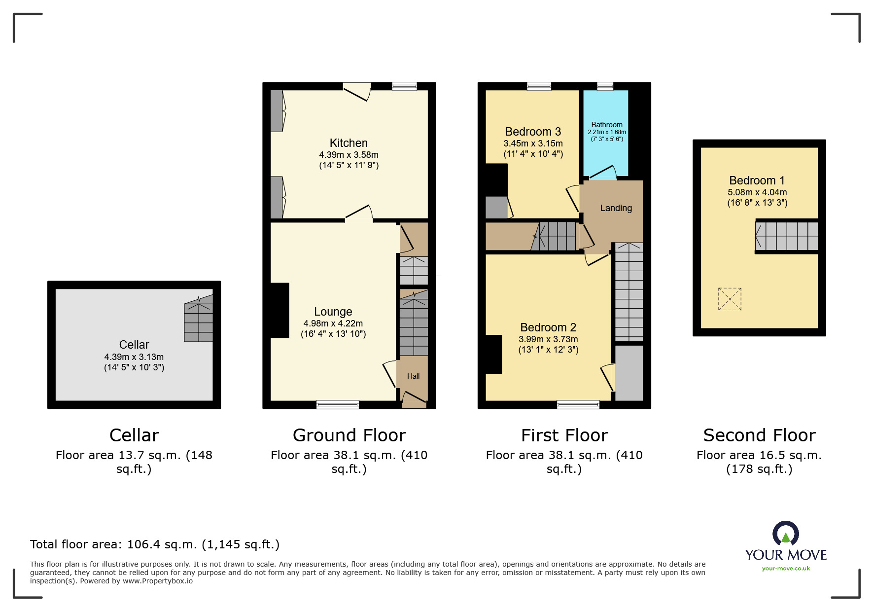 Floorplan of 3 bedroom Mid Terrace House to rent, West Lane, Keighley, West Yorkshire, BD21