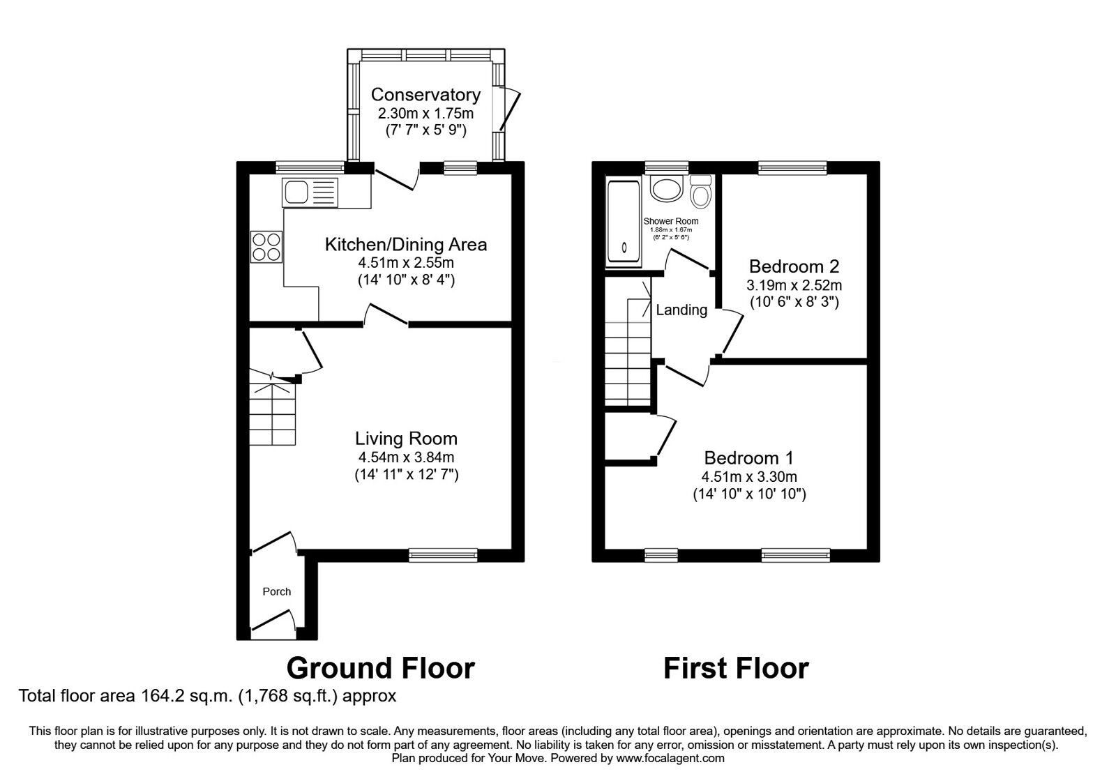 Floorplan of 2 bedroom Semi Detached House for sale, Highoak Garth, Oakworth, West Yorkshire, BD22