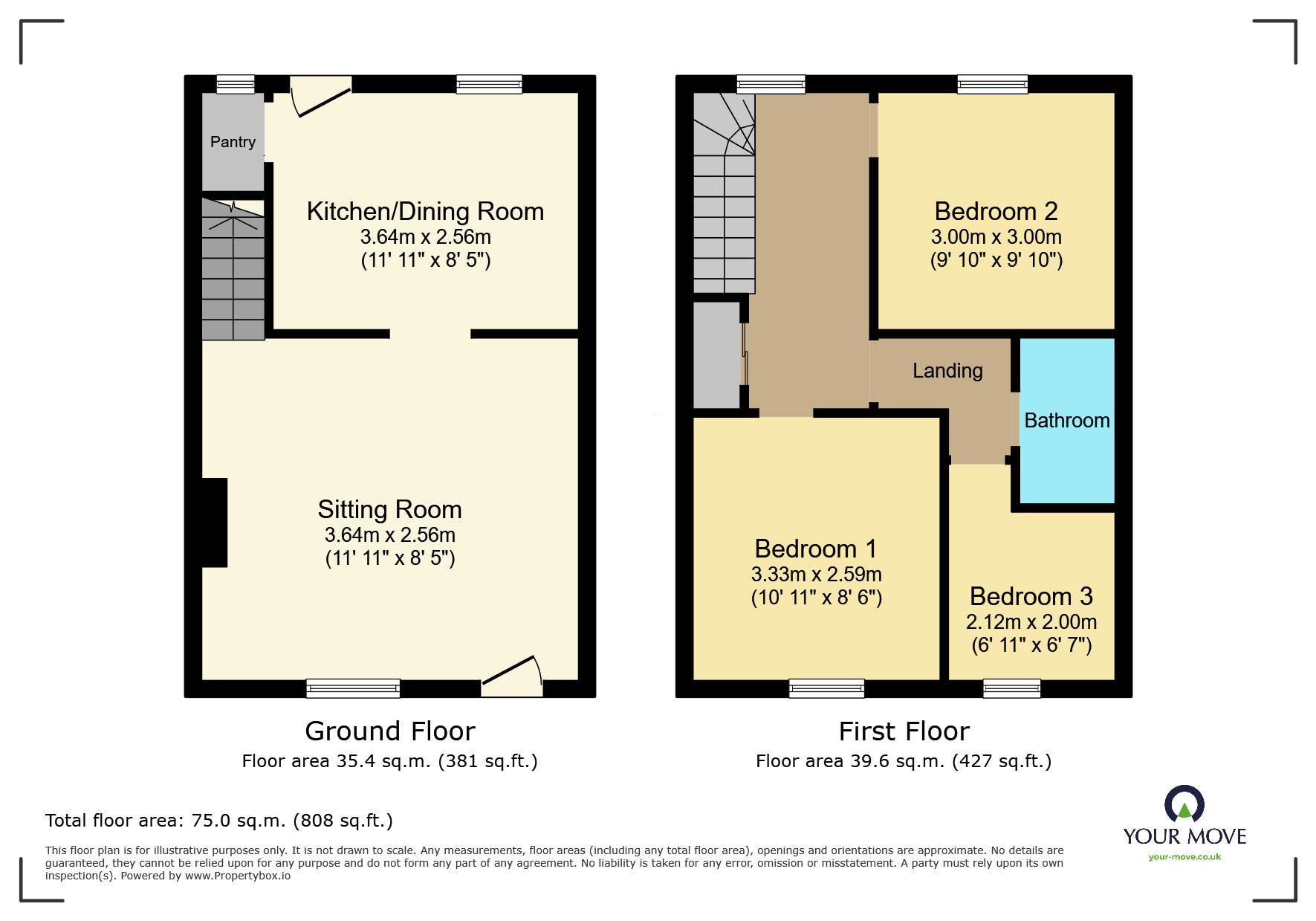 Floorplan of 3 bedroom Mid Terrace House to rent, Park Lane, Keighley, West Yorkshire, BD21