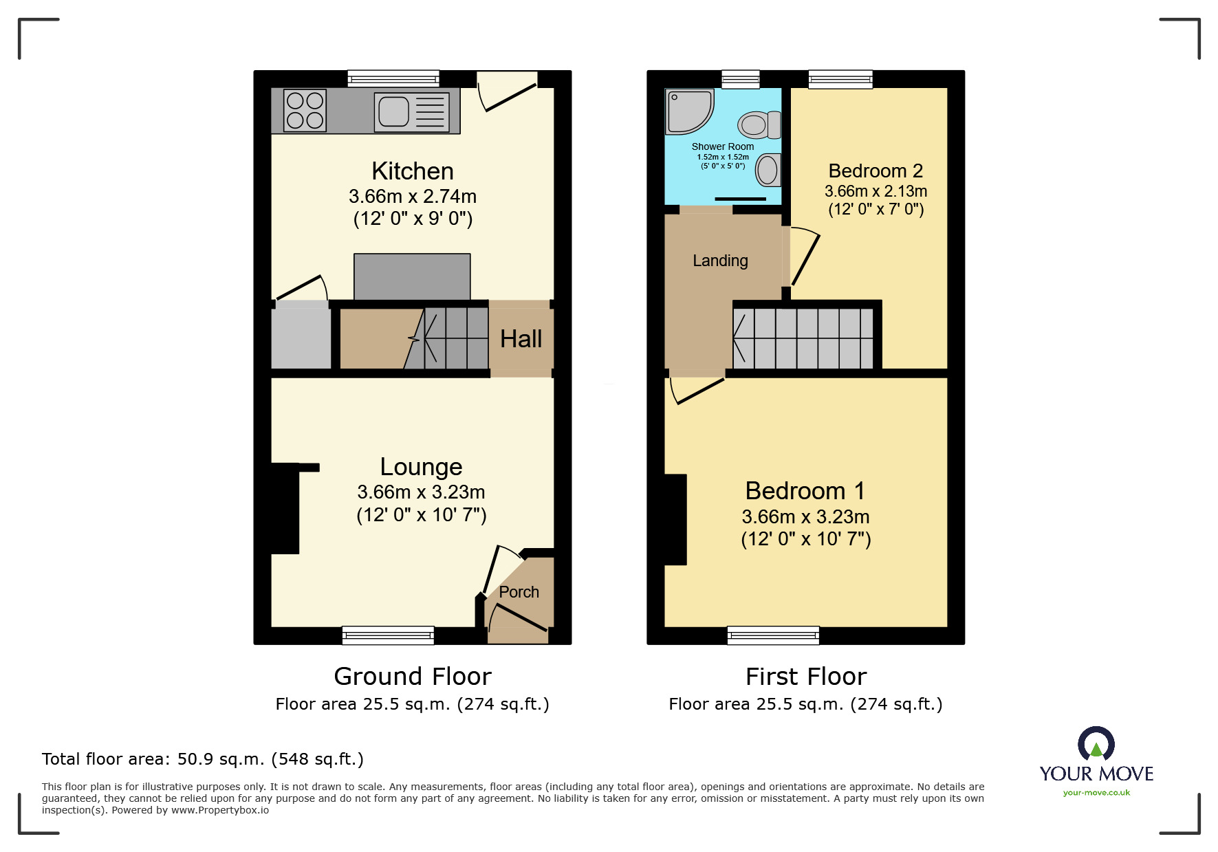 Floorplan of 2 bedroom End Terrace House for sale, Kensington Street, Keighley, West Yorkshire, BD21