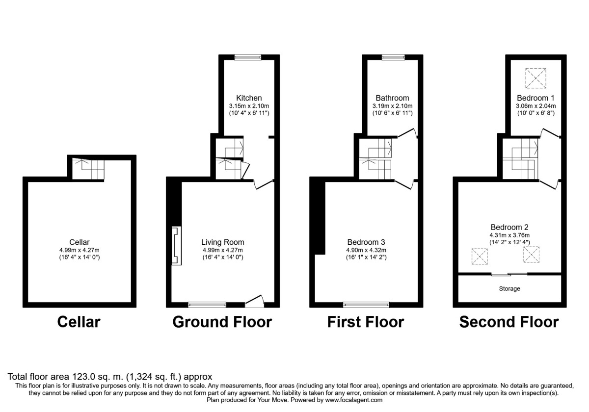 Floorplan of 3 bedroom Mid Terrace House for sale, Oak Grove, Keighley, West Yorkshire, BD21
