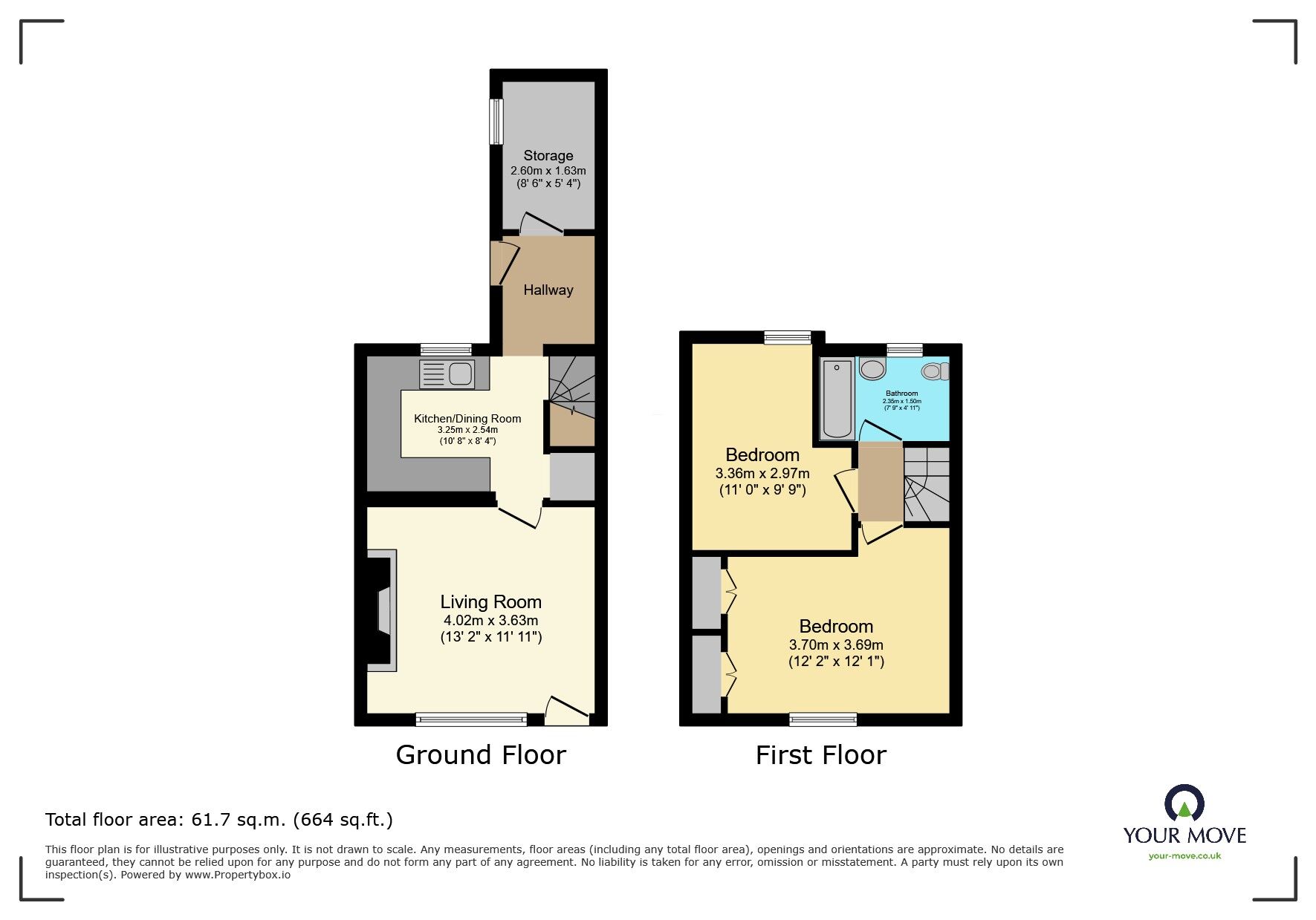 Floorplan of 2 bedroom Mid Terrace House to rent, Aylesbury Street, Keighley, West Yorkshire, BD21