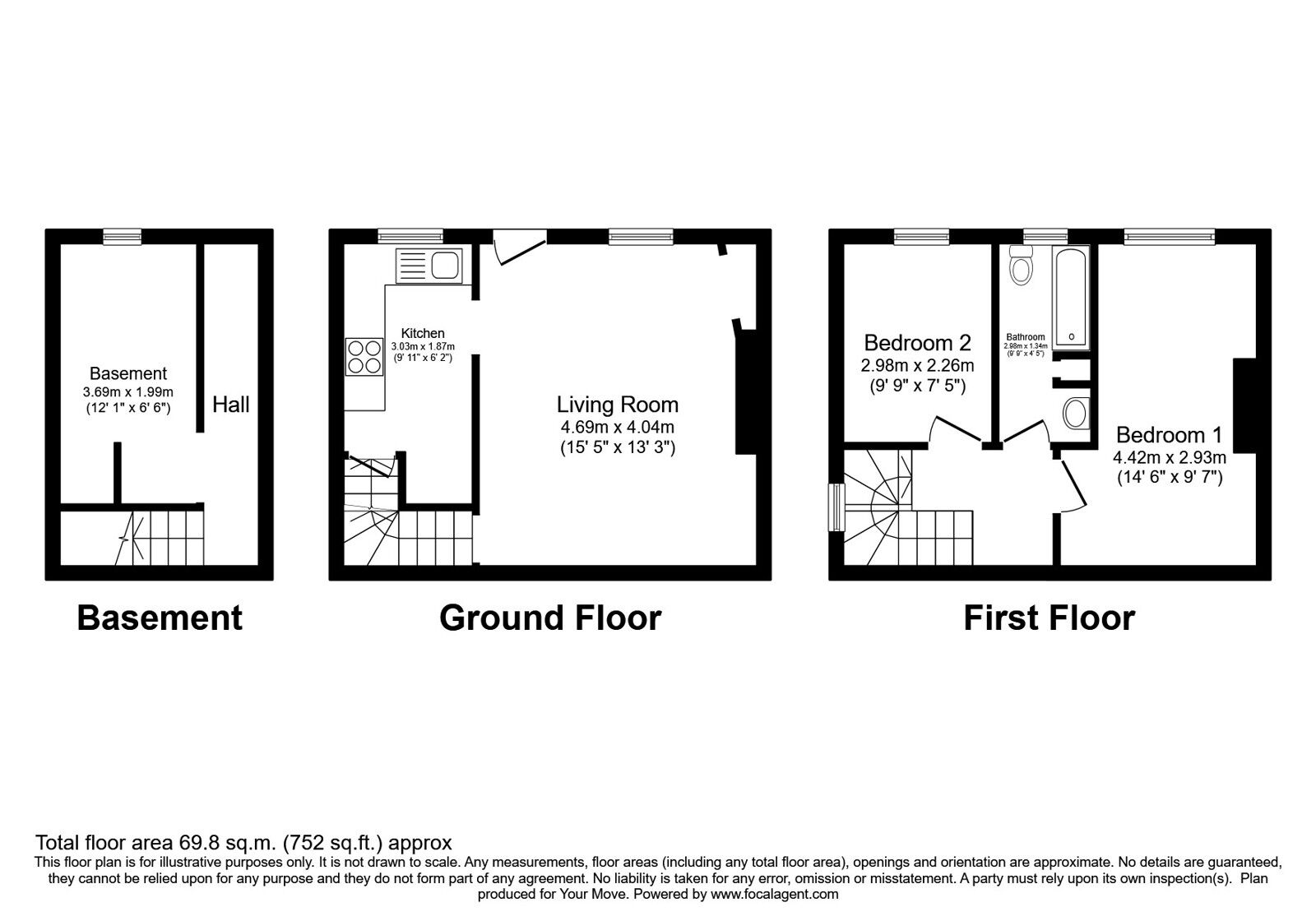 Floorplan of 2 bedroom End Terrace House for sale, May Street, Haworth, Bradford,, BD22