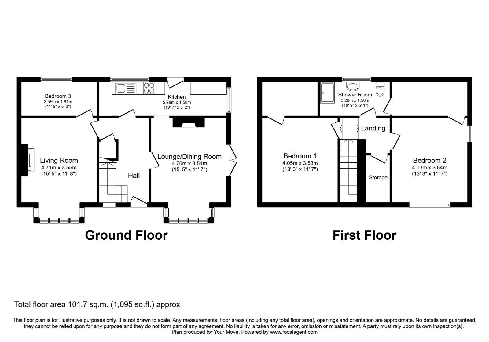 Floorplan of 3 bedroom Detached House to rent, Braithwaite Road, Keighley, West Yorkshire, BD22